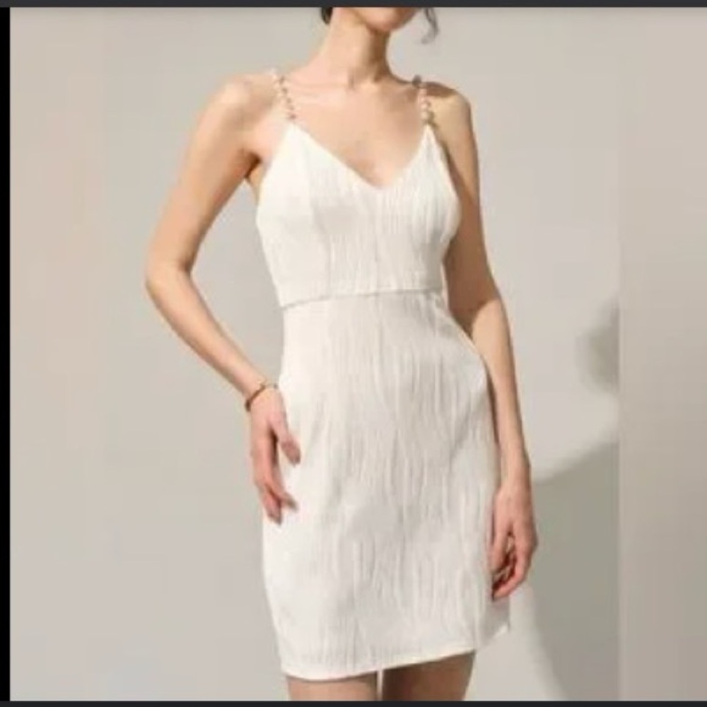 Short White Textured Dress